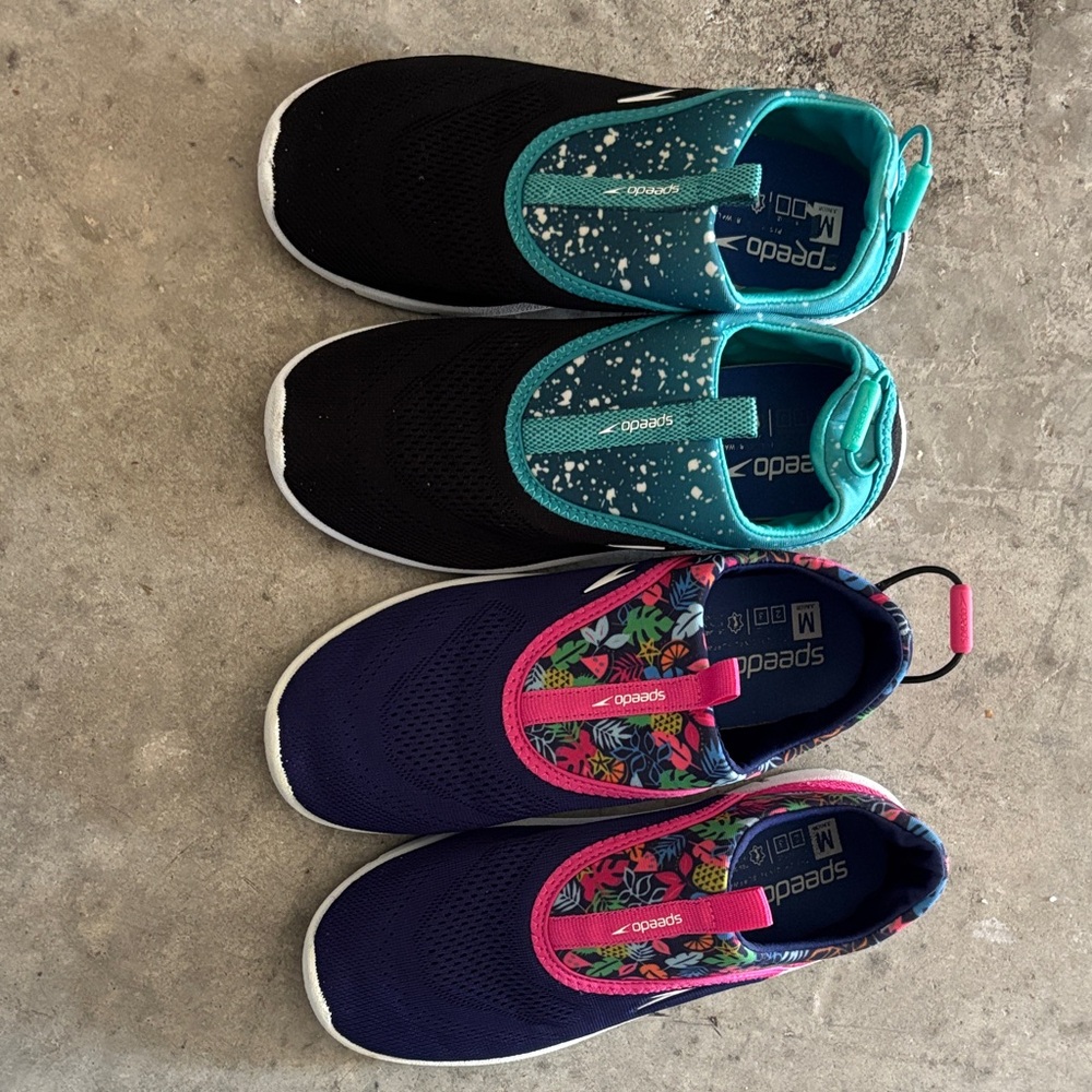 Speedo Kids Water Shoes - Black, Teal, and Pink